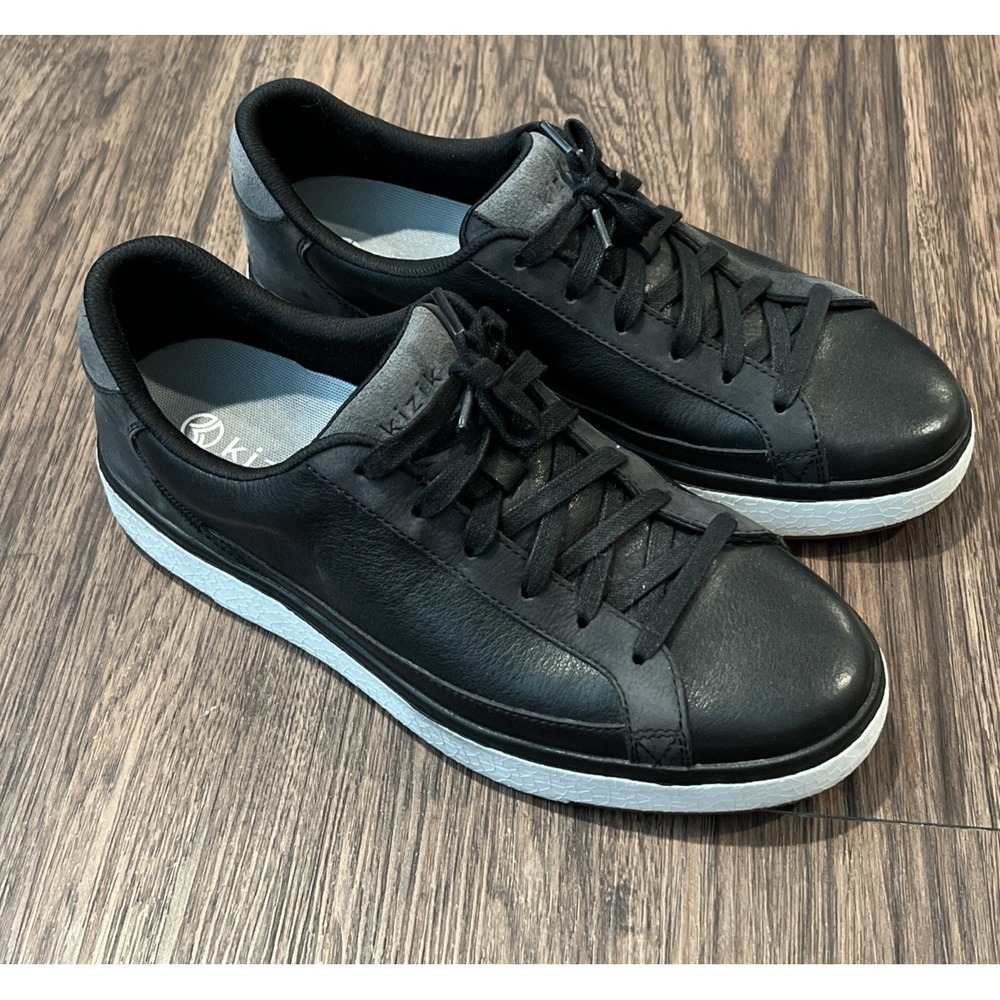 Kizik Vegas Black Leather Sneakers Unisex Men's 9.5 Woman's 10.Casual Shoes - Picture 1 of 8